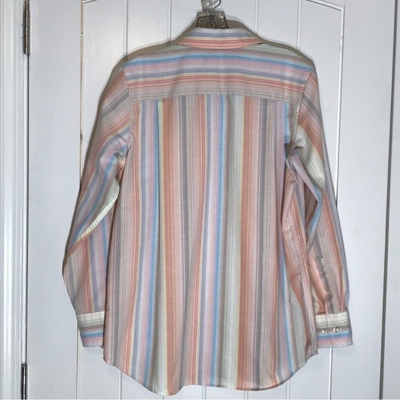 Land's End Striped Button Up Shirt SMALL Size 6-8 - Picture 7 of 9